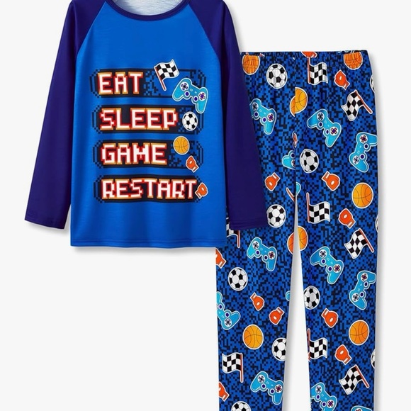 New size 10 pajamas.  Beezizac gamer pajamas. Long sleeves and pants. - Picture 3 of 3